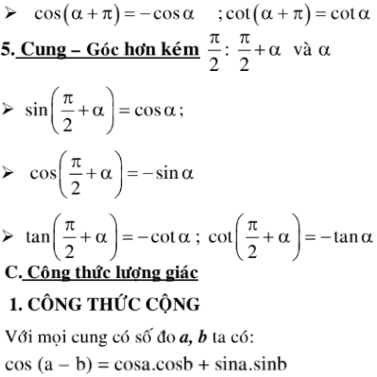 Tổng hợp kiến thức toán lớp 11 Đại số và Hình học HK1 đầy đủ nhất